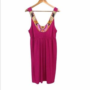 Maurices Maroon Southwestern Style Beaded Sleeveless Plus Size Dress